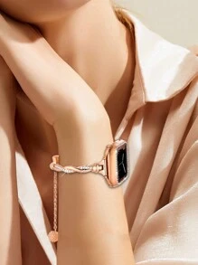 Compatible With Apple Watch Cross Strap Rhinestone Bracelet Women's Watchband - Rose Gold - View 2