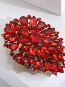 1枚鋅合金鑲嵌鑽石胸針 - 紅色 - 查看 4