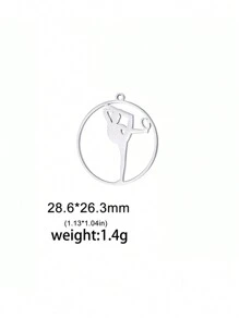 1個不鏽鋼藝術體操家庭吊墜,diy耳環、項鍊、珠寶製作必備