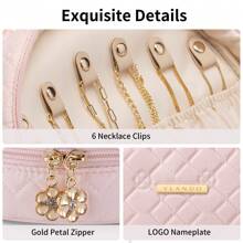 Vlando Jewelry Travel Organizer Case, Jewelry Storage Book Ring Binder with Jewelry Bags Clear Booklet Zipper Pouch Bag for Necklaces, Earrings, Rings, Bracelets - 粉色 - 查看 4