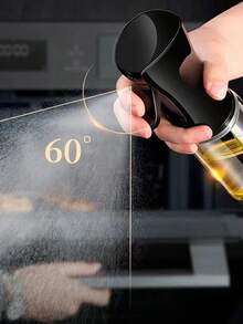 1入組200ml黑色油霧瓶,極簡主義塑料材質,防漏油,適用於廚房燒烤,烤箱,烹飪,空氣炸鍋