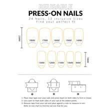 YADORNOS 24 件長棺材形法式漸層桃色假指甲套裝含 1 張果凍膠和 1 個指甲銼 - 彩色 - 查看 5
