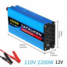 1100瓦/ 2200瓦(峰值)純正弦波電源逆變器 Dc 12v 轉 Ac 110v 50hz 轉換器,帶美國插座 - 藍色 - 查看 8