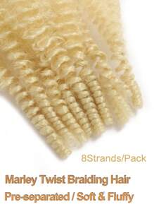 12-24 英寸金色编织接发、卷发接发、马利扭发合成编织发、弹性非洲扭发、卷曲扭发预蓬松弹簧扭发合成接发 - 米色 - 查看 3