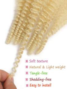 12-24 英寸金色编织接发、卷发接发、马利扭发合成编织发、弹性非洲扭发、卷曲扭发预蓬松弹簧扭发合成接发 - 米色 - 查看 5