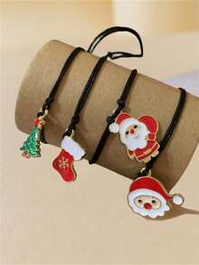 4 件女士聖誕派對裝飾聖誕老人腕帶