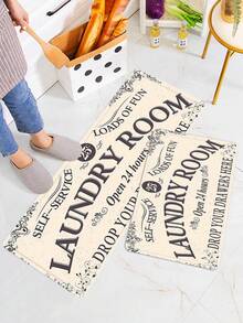 1pc Letters Graphic Anti-slip Door Mat Kitchen Rug Bath Mat - Multicolor - View 1