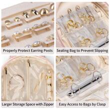 Vlando Jewelry Travel Organizer Case, Jewelry Storage Book Ring Binder with Jewelry Bags Clear Booklet Zipper Pouch Bag for Necklaces, Earrings, Rings, Bracelets - 粉色 - 查看 5