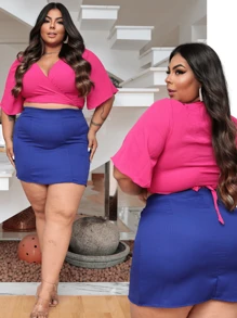 Plus Size Blouses - Rosa Fucsia - Ver 3