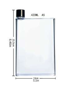 1 件透明水瓶 A6 350ml 创意 A6 笔记本形状塑料水瓶扁纸杯塑料瓶杯，适用于户外、露营 - 無色 - 查看 5