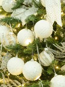 12 件圣诞树挂饰，闪闪发光的球装饰，适合圣诞派对、房间装饰、圣诞节 - 白色 - 查看 1