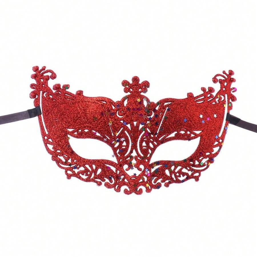口罩閃亮流蘇,化妝舞會/嘉年華會/聖誕派對看起來特別高雅 - 紅色 - 查看 1
