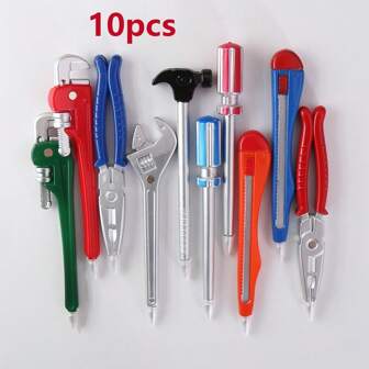 10pcs Metal Tool Shaped Ballpoint Pens, Creative Office & Study Stationery
