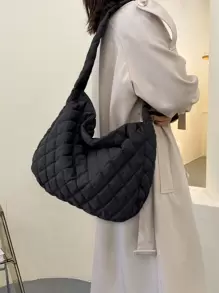 Nhẹ, Túi tote chần bông tối giản dành cho doanh nhân, Túi đeo chéo sức chứa lớn, Túi đeo vai có đệm hợp thời trang dành cho nữ tuổi teen Sinh viên đại học, tân binh & nhân viên văn phòng Hoàn hảo cho văn phòng, đại học, công việc, kinh doanh, đi làm, ngoài trời, du lịch, đi chơi - màu đen - Xem 1
