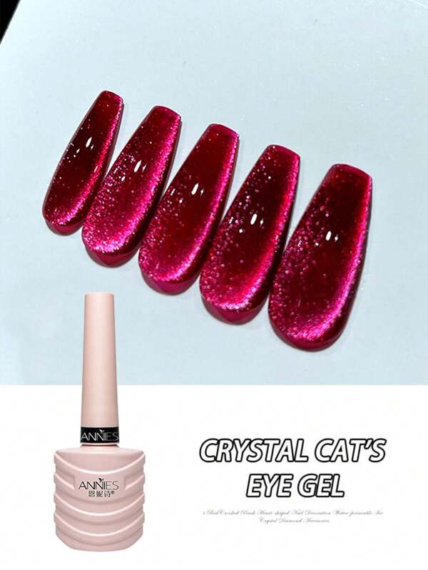 annies 10 ml/1 Stück Y2K Ästhetischer Kristall Magnetischer Katzenaugen Gel Nagellack Holographischer reflektierender Glitzer Decklack Semipermanentes UV /LED Katzenaugen Gel für Weihnachten