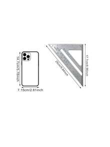 1pc Aluminum Alloy Right Angle Triangle Ruler Silver Measuring Tool For Woodworking, Inch Measurement System - Silver - View 3