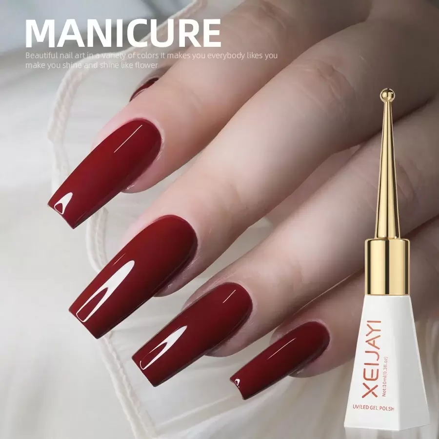 XEIJAYI 1瓶红色持久凝胶指甲油，UV/LED可卸甲凝胶指甲油，适用于美甲DIY沙龙居家美甲，节日礼物，女士美甲艺术修甲DIY沙龙礼品