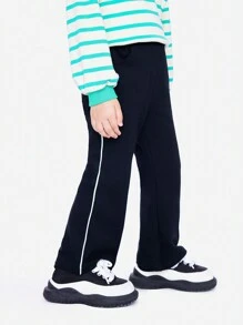 Annil 女童休閒微拉甜美萬用長褲（黑色） - 黑色 - 查看 3