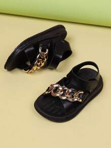1 Pair Of Girls & Boys Criss Cross PU Leather Upper Cute Fashionable Casual Flat Sandals, Soft Sole, Suitable For Summer
