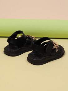 1 Pair Of Girls & Boys Criss Cross PU Leather Upper Cute Fashionable Casual Flat Sandals, Soft Sole, Suitable For Summer