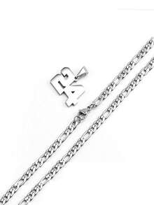 1pc number 13 necklace for athletes personalized Number chain for men Stainless Steel Sports number pendant for boys Baseball Basketball Football volleyball soccer softball Team Jewelry Commemorate Gifts - Silver - View 3