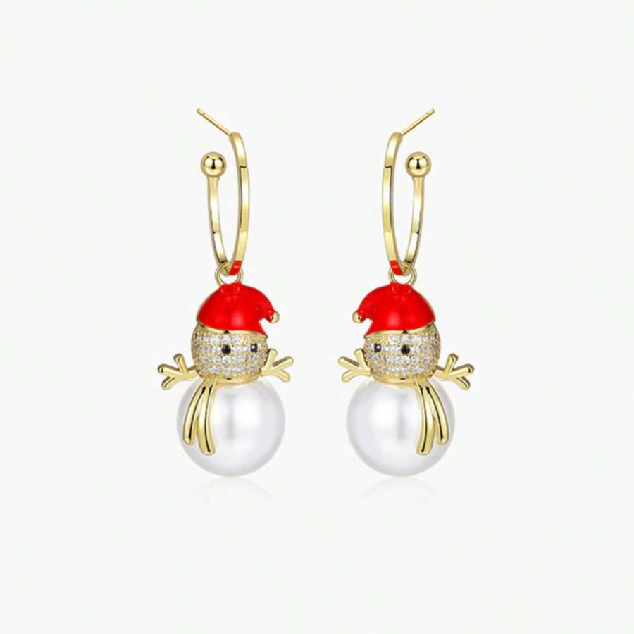 女士聖誕節耳環 - 白色 - 查看 1