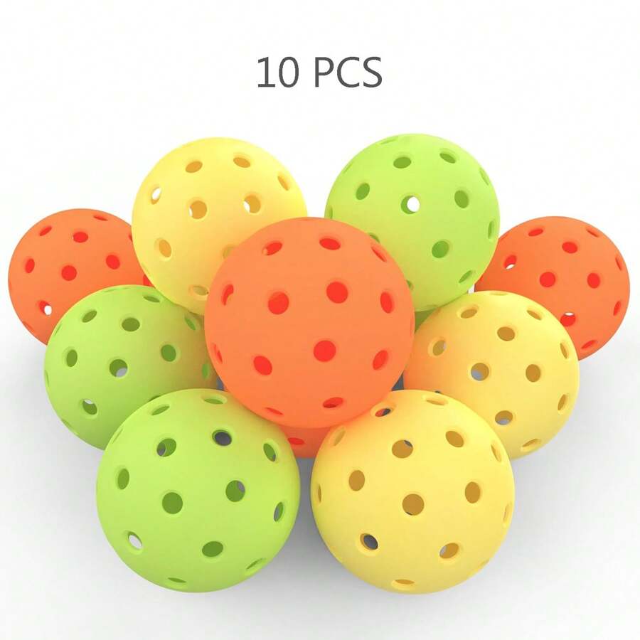 10pcs Pickleball 40 Holes Outdoor Ball 74mm - Orange - View 1