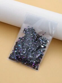 2mm-6mm Mixed Size, 2000pcs/Pack Round Flat Resin Rhinestones, Jelly Candy Colors AB Shiny Diamonds, DIY Nail Art Gems, Stick-On DMC Jewel Beads, Suitable For Clothes, Bags, Shoes, Nails, Mugs, Bottles, Cups, Phones, Cosmetics DIY Accessories - Purple red on black background - View 4