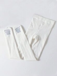 1pc Girls, Babies, Children Vertical Stripe Tights, White Solid Color Footed Stockings, Striped Leggings, Cute Princess Style Footless Tights, Spring Full Length Pants, 4-Season Dance Socks, Suitable For Daily Jumpsuit, Versatile Dance Pants, Outdoor Leggings, Back To School, Students, New Semester
