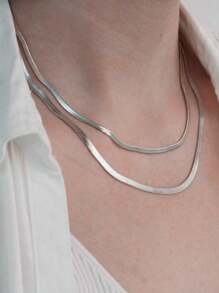 17KM 1pc Fashionable Simple Serpentine Chain & Multi-layer Necklace For Holiday, Party, Date, Daily, Gift