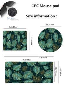 1pc Green Leaf Pattern Anti-slip Gaming & Working Mouse Pad, 4 Sizes Optional - Coral Pink - View 2