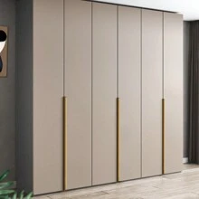 2條現代簡約封邊條鋁合金表面烤漆金色拉絲拉手抽屜衣櫃儲物櫃儲物櫃床頭櫃酒櫃門把手 - 金色 - 查看 11