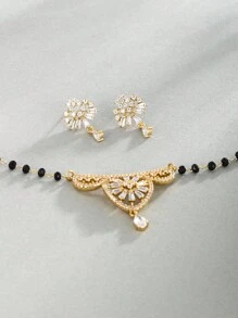 3入組波西米亞風格耳環和項鍊套裝,適用於女性派對裝飾