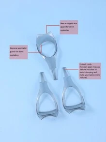3入組睫毛膏防護睫毛指南，睫毛刷工具，3合1化妝化妝品睫毛工具上眼下睫毛膏防護塗抹器，適合女士女孩，黑色 - 灰色 - 查看 5