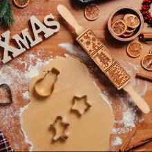 1pc Embossed Christmas Pin, 3d Carved Nativity Scene, 9 Different Baking Patterns - Apricot - View 6