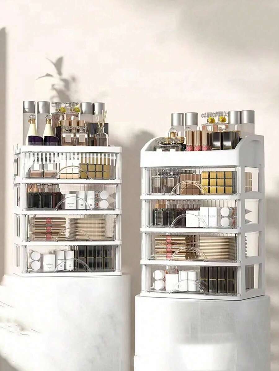 1件套抽屉式化妆品收纳盒塑料化妆品收纳盒口红架大容量储物盒多功能整理盒 - 無色 - 查看 1