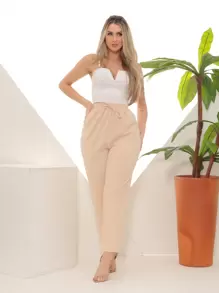Women Pants - 杏色 - 查看 3