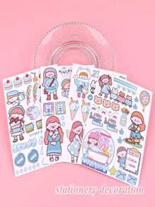 Cartoon Sticker Set, Adhesive Mini Stickers, Cute Decorative Stickers, Ideal For Diy Crafts, Scrapbook, Album, Notebook (300pcs + 4 Sheets) - Multicolor - View 4