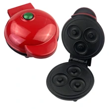 Mini Máquina para hacer donuts, hace 3 donuts, multifuncional con superficie antiadherente, perfecta para cumpleaños y fiestas - Rojo - Ver 7