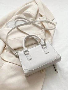 1pc Solid Color Pu Leather Women's Handbag Shoulder Bag - White - View 4