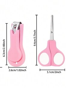 2pcs/Set Student Mini Scissors Set, Including Nail Clipper And Small Scissors, Student DIY Tools, Nail Trimming, Baby Nail Clippers - Pink - View 7