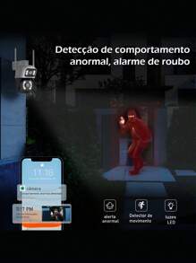 Câmera IP Sem Fio de Segurança Externa HD 3MP, Câmera de Visão Noturna Infravermelha WiFi, Dupla Lente Grande Angular, IP66 à Prova D'água e à Prova de Poeira, Chamada de Voz Bidirecional - Branco - Visão 6