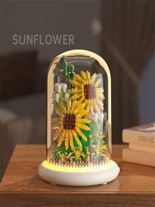 Diy組裝式永生玫瑰花建築積木玩具禮物桌面裝飾 - 杏色 - 查看 1