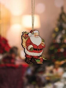 Putuo Decor 1入組聖誕前夕木製掛牌,薑餅人馴鹿聖誕老人雪人,家居客廳辦公室門廊農舍的木製壁飾點綴派對裝飾,尺寸為5.9 X 5.8英寸,是一份美好的禮物