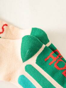 5雙聖誕主題可愛卡通中筒襪 - 彩色 - 查看 5