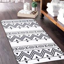1pc Black & White Patterned Memory Foam Soft Absorbent Non-slip Bath Mat, Suitable For Bathroom And Room Decoration - Black and White - View 4