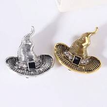 1pc Witch Hat Shaped Brooch, Versatile Accessory For Clothing, Halloween Magic Hat Pin For Women, In Stock Wholesale - Gold - View 3