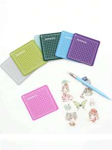 1pc Mini Colorful Cutting Mat, Cute & Portable Double-sided Diy Paper Carving Mat For Handicrafts - Blue - View 1