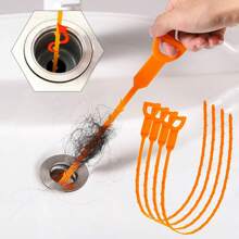 1/4入組疏通地漏清潔劑,浴缸、廚房套裝包,帶有地漏清潔鉤和毛發清除器,適用於浴室下水道清潔