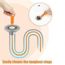 1/4入組疏通地漏清潔劑,浴缸、廚房套裝包,帶有地漏清潔鉤和毛發清除器,適用於浴室下水道清潔